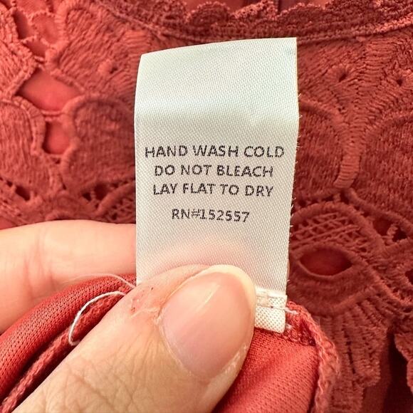 ROOLEE | Fiona Rust Red Crochet Lace Maxi Dress Boho Modest Style | Large - Picture 8 of 8